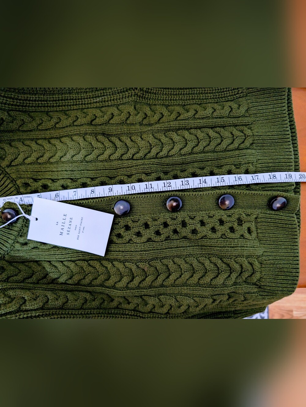 NWT Sezane Roxane Cardigan Perfect Green - Size M - Picture 5 of 6